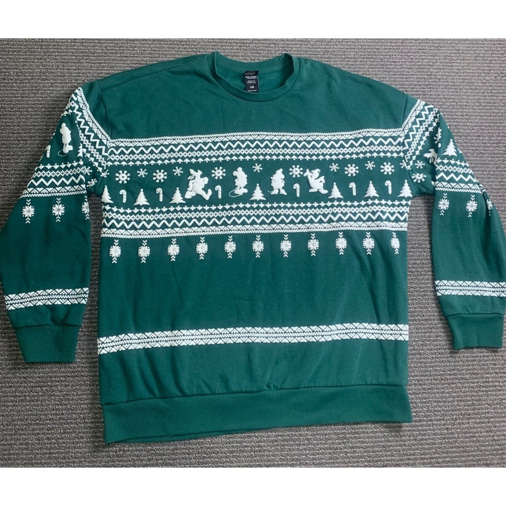 Our Universe Disney Mickey Mouse & Friends Green Christmas Sweatshirt Mens L